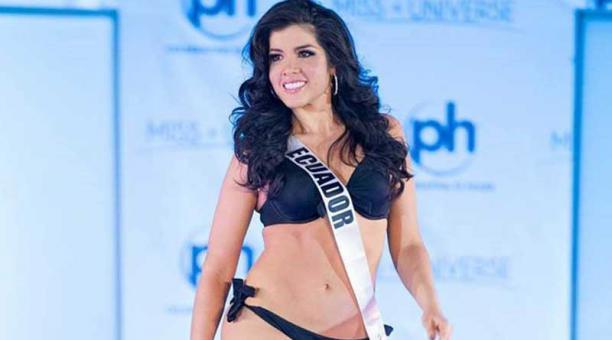 Daniela Cepeda, Miss Ecuador 2017, en el desfile de traje de baño de la competencia preliminar del Miss Universo, la noche del pasado lunes 20 de noviembre. Foto: AFP