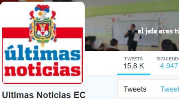 Este 7 de febrero del 2017, la cuenta oficial de Twitter de nuestro Diario Últimas Noticias (@UNQuito), de Grupo EL COMERCIO; fue vulnerada. Foto: Captura de pantalla