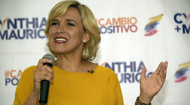 Cynthia Viteri durante su conferencia de prensa en Guayaquil. Foto: AFP