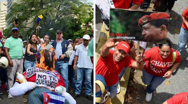 Las marchas se desarrollan en contra y favor del gobierno del presidente Nicolás Maduro este miércoles 19 de abril del 2017. Foto: AFP