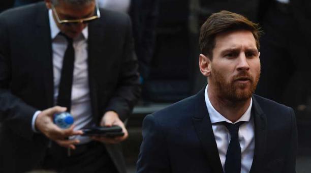 Lionel Messi, jugador del FC Barcelona, durante una audiencia. Foto: AFP