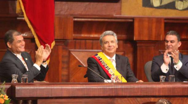El presidente de la República, Lenín Moreno durante su discurso de posesión. Foto: Pavel Calahorrano / ÚN