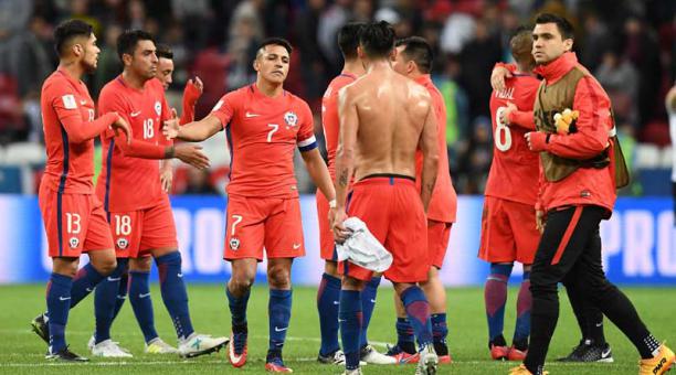 Selección de Chile tras empatar con Alemania en la Copa Confederaciones. Foto: AFP