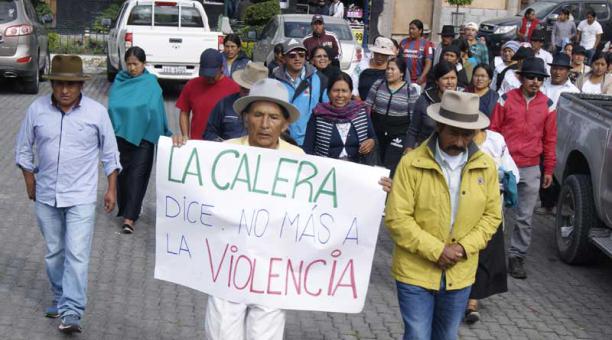 Representantes de las comunidades rechazaron ayer los actos violentos. Foto: Cortesía Gad de Cotacachi