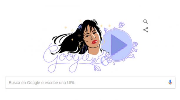Google ha dedicado el martes 17 de octubre del 2017 su famoso "doodle", el logotipo del buscador, a la popular cantante texana Selena Quintanilla. Foto: Internet