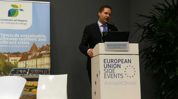 Mauricio Rodas durante la cumbre del clima en Bonn (Alemania). Foto: EFE