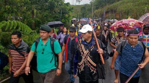 Foto cortesía de la Confeniae sobre la marcha indígena que pretende llegar a Quito.