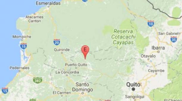 Un sismo de 3,5 grados en la escala abierta de Richter se registró el jueves 28 de diciembre del 2017 en la provincia de Santo Domingo de los Tsáchilas. Foto: Captura de pantalla