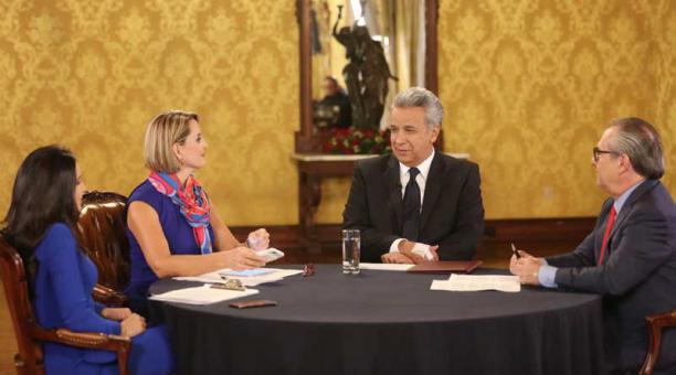 La entrevista del presidente de la República, Lenín Moreno, durante su participación en el programa “Ecuador Nuevo Rumbo”. Foto: Cortesía de la Secom