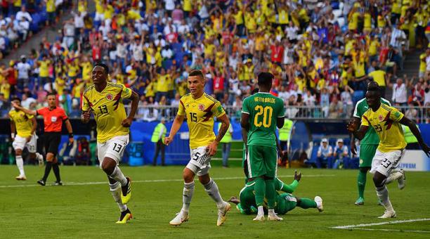 Yerry Mina marcó el único gol de los colombianos. Foto: AFP