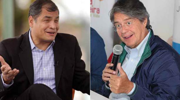 Rafael Correa y Guillermo Lasso cruzaron unos mensajes en Twitter. Fotos: archivo / ÚN