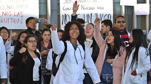 El martes 22 de enero del 2019, estudiantes de la Universidad Central protestaron por la inseguridad. Foto: Eduardo Terán / ÚN