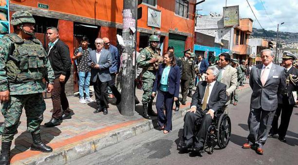 El presidente Lenín Moreno lideró el operativo de control en el centro de Quito. Foto: cortesía Secretaría de Comunicación