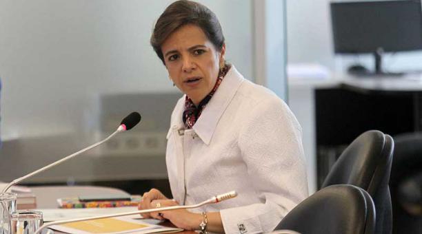 La ministra María Paula Romo compareció ayer, 25 de septiembre del 2019, en la Comisión de Relaciones Internacionales de la Asamblea. Foto: Julio Estrella / ÚN