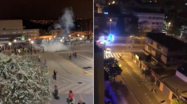 Videos en redes sociales muestran gases lacrimógenos, tanto desde el campus de la Católica como de la Salesiana. Fotos: captura