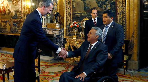 El rey Felipe VI se reunió ayer, 2 de diciembre del 2019, con Lenín Moreno. Foto: AFP
