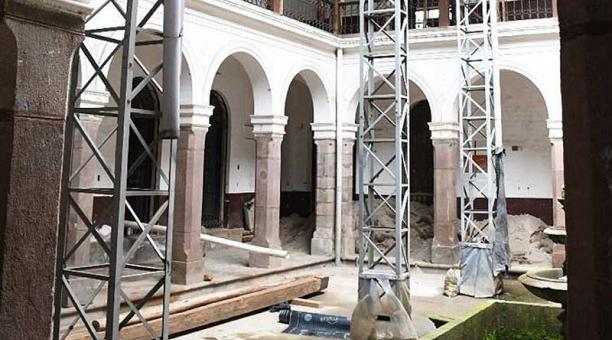 Las obras tienen un avance del 80% en la casa García Moreno, en la Guayaquil y Rocafuerte. Foto: cortesía del IMP