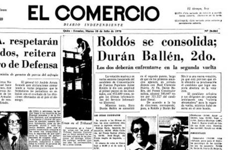 Portada de EL COMERCIO del 18 de julio de 1978. Centro de Documentación.