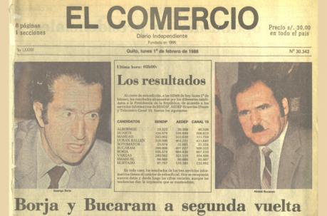 Portada de EL COMERCIO de 1 de febrero de 1988. Centro de Documentación.