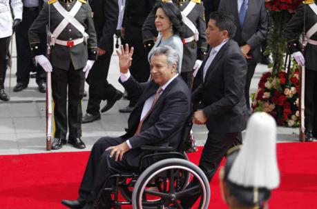El presidente Lenín Moreno  a su arribo a la Asamblea para el cambio de mando. Foto: Patricio Terán / ÚN