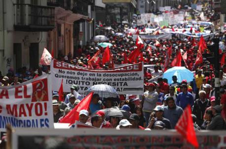 Los trabajadores marcharon por las calles del centro de la capital. Eduardo Terán / ÚN