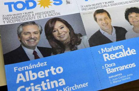 Alberto Fernández, en fórmula con la exmandataria Cristina Fernández de Kirchner logró 47% de los votos. Foto: AFP