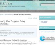 Captura de pantalla del portal US visas