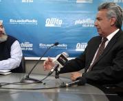 Entrevista al candidato presidencial Lenín Moreno en Radio Quito y Ecuadoradio la mañana del 4 de enero del 2017. Foto: Patricio Teran A. / ÚN