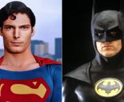 Christopher Reeve interpretando a Superman (izq), Michael Keaton interpretando a Batman. Fotos: IMDB