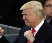 Donald Trump Gesticula durante su primera intervención como presidente. Foto: AFP
