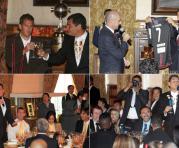 Rafael Correa compartió la mesa de comensales con Liga de Quito, Deportivo Quito, Barcelona SC y Emelec, entre otros. Fotos: Archivo