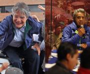 Guillermo Lasso, candidato por Creo (der.) y Lenin Moreno de Alianza País aguardan los resultados. Fotos:  Julio Estrella y Galo Paguay / ÚN