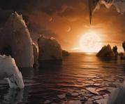Foto sin fechar facilitada por la NASA hoy, 22 de febrero de 2017 de un concepto artístico de cómo podría ser la superficie del exoplaneta TRAPPIST-1f.