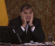 Rafael Correa durante una conferencia de prensa en el palacio de Carondelet. Foto: API