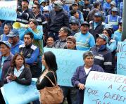Trabajadores de Emaseo protestaron ayer en la mañana frente a Arconel. Eduardo Terán / ÚN