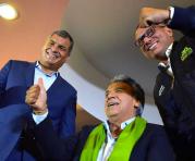 Rafael Correa, Jorge  Glas y Lenín Moreno la noche del domingo 3 de abril del 2017. Foto: AFP