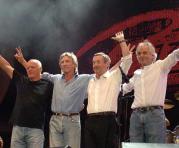La banda Pink Floyd (izq.a der.) David Gilmour, Roger Waters, Nick Mason y Richard Wright en un concierto en Live 8 en Hyde Park, en el 2005. Foto: Archivo / ÚN